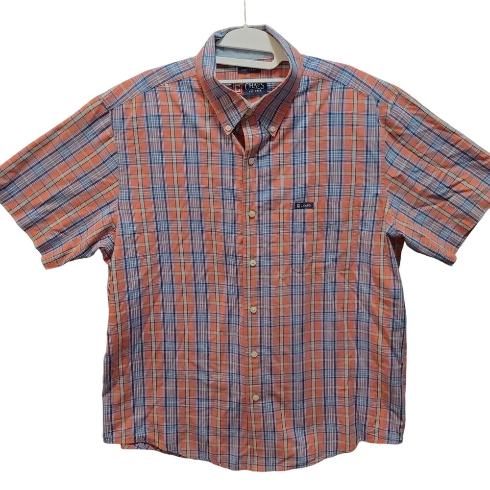Chaps Mens Button Up Shirt Multi-Color Size XL Cotton Blend Easy Care Collar